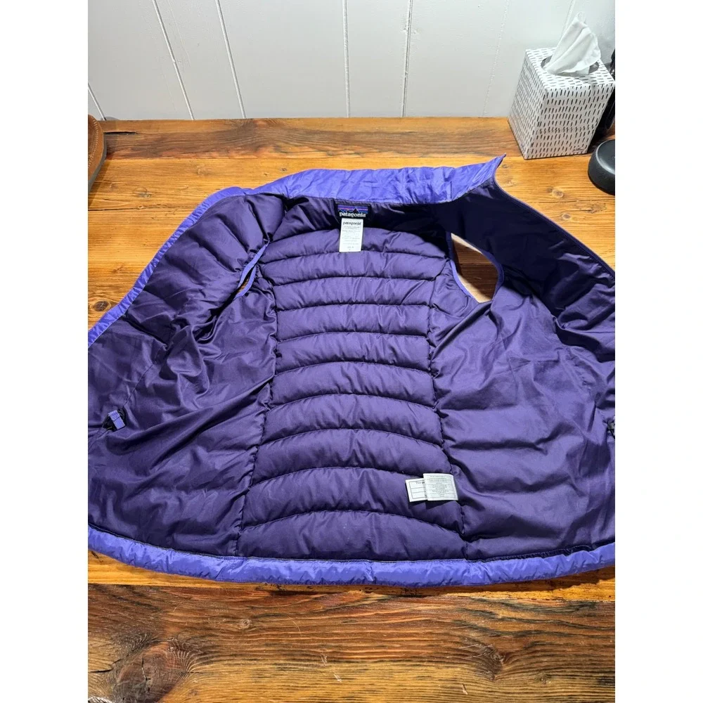 Patagonia Down Sweater Vest Girls Large Purple Quilted Puffer Full Zip 68226FA14